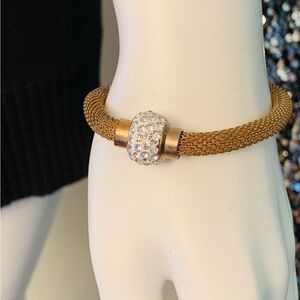 Vintage Gold Tone Mesh Necklace & Bracelet Set – Magnetic Clasp
